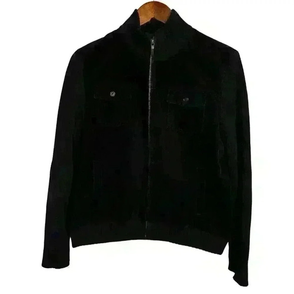 VNTG Lauren Ralph Lauren Black Corduroy full zip jacket sweater sleeves … - Picture 1 of 6